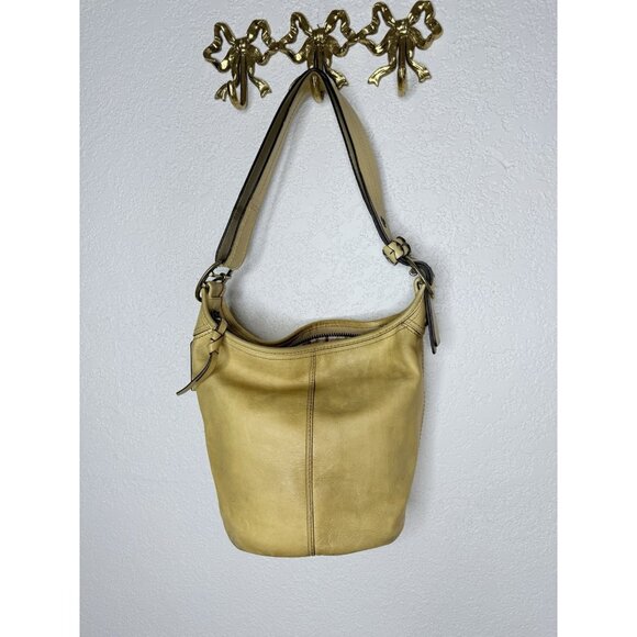 Coach Beige Vintage Bucket Bag K0769-11422 Thick Strap Tan Yellow Y2K - Picture 1 of 9